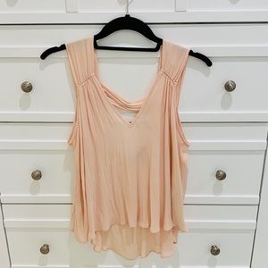 Blush sheer sleeveless flowy top